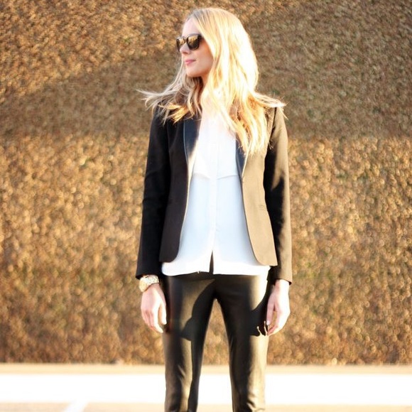 Mixed Media Leather Blazer - Picture 2 of 6